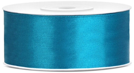 Partydeco Sierlint satijn - Turquoise - 2.5 cm/25 mm x 25 meter - Cadeaulint satijnlint