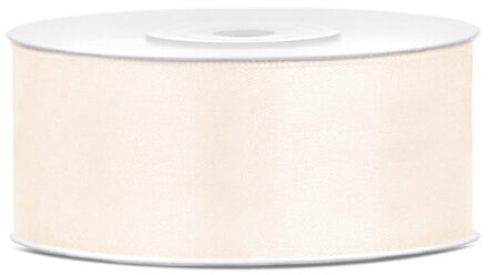 Partydeco Sierlint satijn - Warm wit - 2.5 cm/25 mm x 25 meter - Cadeaulint satijnlint