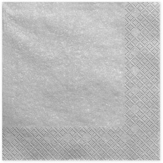 Partydeco Tafel servetten - 60x - papier - zilver - 33 cm - diner/lunch/verjaardag