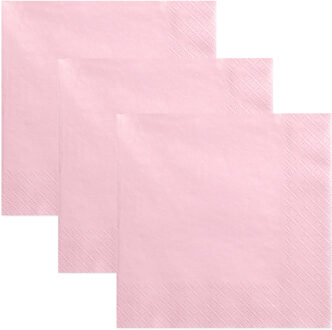 Partydeco tafel servetten - 60x - roze - 33 x 33 cm - papier - Wegwerp servetten voor diner/lunch
