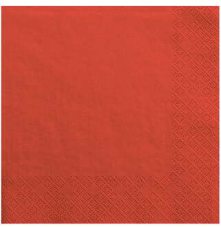 Partydeco tafel servetten van papier - rood - 33 x 33 cm - Wegwerp - Feestservetten