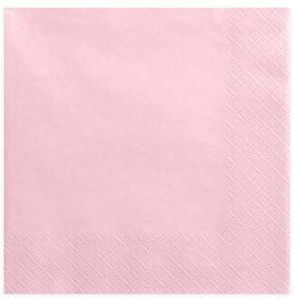 Partydeco tafel servetten van papier - roze - 33 x 33 cm - Wegwerp - Feestservetten