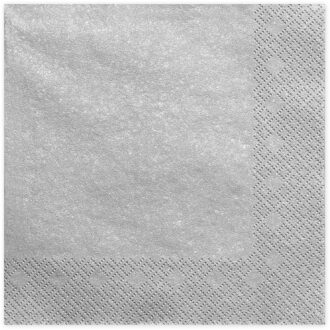 Partydeco Tafel servetten van papier - zilver gekleurd - 40x stuks - 40 x 40 cm - Servetten diner/lunch