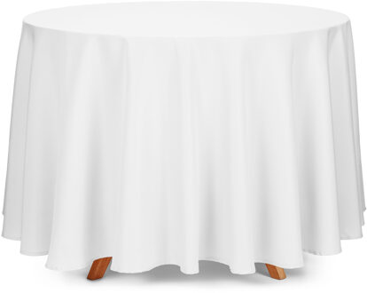 Partydeco Tafelkleed/tafellaken rond - 10x - wit - 280 cm - polyester - Bruiloft tafelkleden