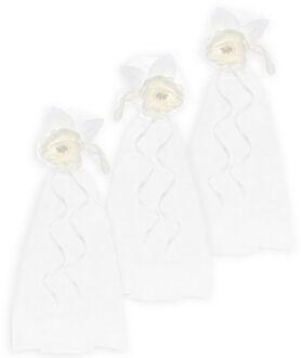 Partydeco Trouwauto antenne lint boeket - Bruiloft - wit/creme - 12x stuks - just married