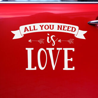 Partydeco Trouwauto decoratie sticker/autosticker Love - Bruiloft - wit - 33 x 45 cm - just married