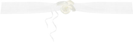 Partydeco Trouwauto organza lint Rozen - Bruiloft - creme - 2x stuks - just married Warm wit