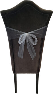 Partydeco Tule stof op rol - 2x - grijs - 15cm x 9meter - Organza/mesh decoratie stoffen