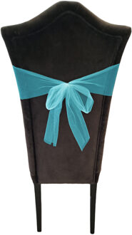 Partydeco Tule stof op rol - 2x - turquoise - 30cm x 9meter - Organza/mesh decoratie stoffen