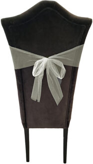 Partydeco Tule stof op rol - 3x - creme wit - 30cm x 9meter - Organza/mesh decoratie stoffen