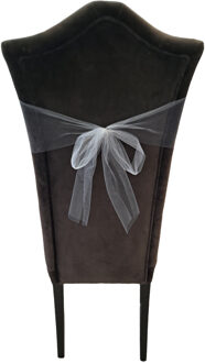 Partydeco Tule stof op rol - 5x - lichtgrijs - 15cm x 9meter - Organza/mesh decoratie stoffen