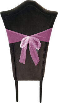 Partydeco Tule stof op rol - 5x - lichtroze - 30cm x 9meter - Organza/mesh decoratie stoffen