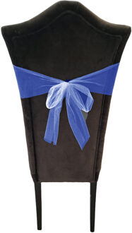Partydeco Tule stof op rol - donkerblauw - 30cm x 9meter - Organza/mesh decoratie stoffen