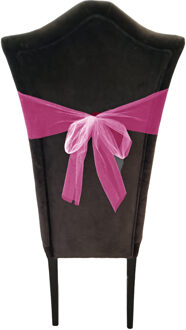 Partydeco Tule stof op rol - fuchsia roze - 30cm x 9meter - Organza/mesh decoratie stoffen