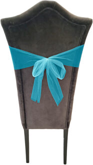 Partydeco Tule stof op rol - turquoise - 15cm x 9meter - Organza/mesh decoratie stoffen