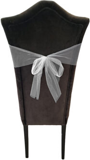 Partydeco Tule stof op rol - wit - 30cm x 9meter - Organza/mesh decoratie stoffen