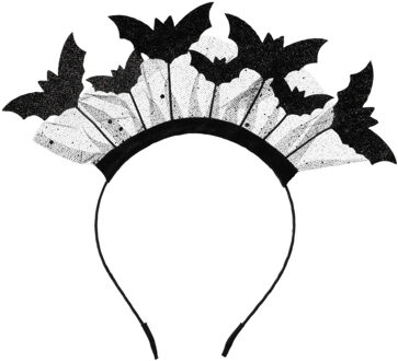 Partydeco vleermuizen verkleed diadeem/tiara - zwart - kunststof - Halloween thema