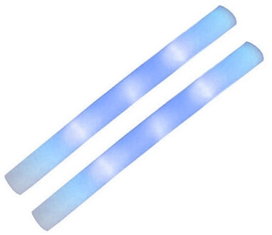Partystaaf / foam stick met blauw LED licht - 2x - 48 cm - lichtstaven / partysticks