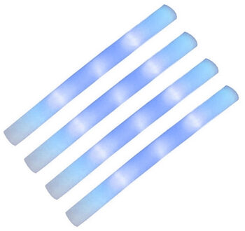 Partystaaf / foam stick met blauw LED licht - 4x - 48 cm - lichtstaven / partysticks