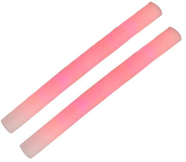 Partystaaf / foam stick met rood LED licht - 2x - 48 cm - lichtstaven / partysticks