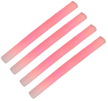 Partystaaf / foam stick met rood LED licht - Set van 4x stuks - 48 cm - lichtstaven / partysticks