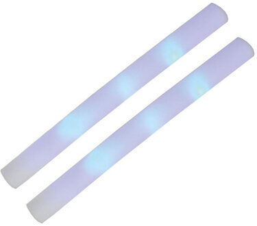 Partystaaf / foam stick met wit LED licht - 2x - 48 cm - lichtstaven / partysticks