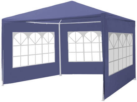 Partytent 3x3m Budget Blauw Met Drie Zijwanden