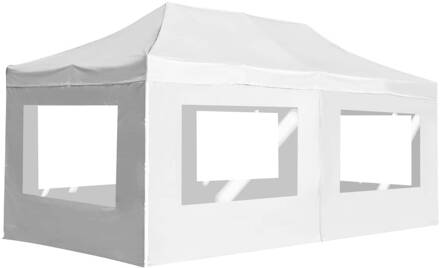 Partytent inklapbaar met wanden 6x3 m aluminium wit