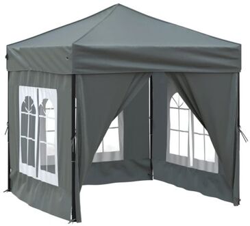 Partytent inklapbaar met zijwanden 2x2 m antracietkleurig Grijs