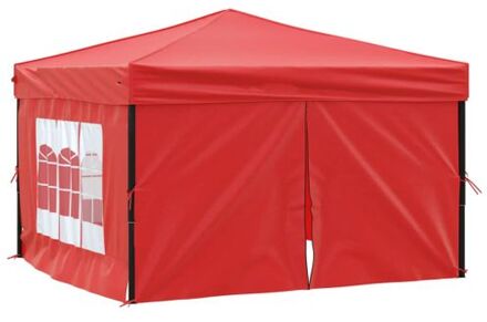 Partytent inklapbaar met zijwanden 3x3 m rood