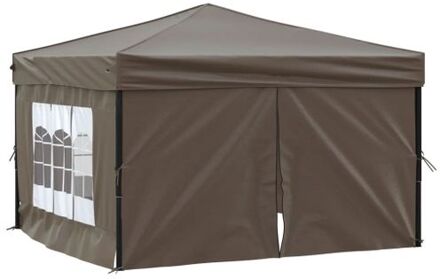 Partytent inklapbaar met zijwanden 3x3 m taupe