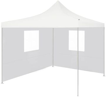 Partytent met 2 zijwanden inklapbaar 3x3 m staal wit