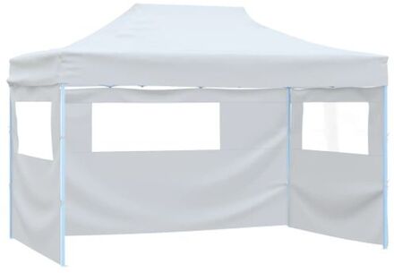 Partytent met 3 zijwanden inklapbaar 3x4 m staal wit