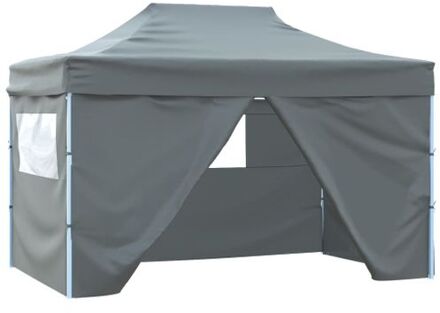 Partytent met 4 zijwanden inklapbaar 3x4 m staal antraciet Grijs