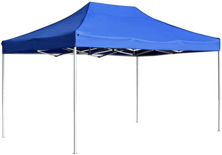 Partytent professioneel inklapbaar 4,5x3 m aluminium blauw