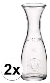 Pasabache water karaffen van 0.25 liter - 2x - glas - transparant - Sapkannen/waterkannen