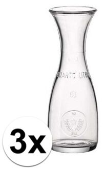 Pasabache water karaffen van 0.25 liter - 3x - glas - transparant - Sapkannen/waterkannen