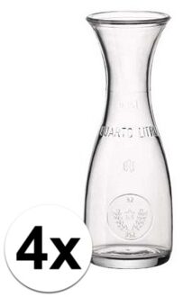 Pasabache water karaffen van 0.25 liter - 4x - glas - transparant - Sapkannen/waterkannen