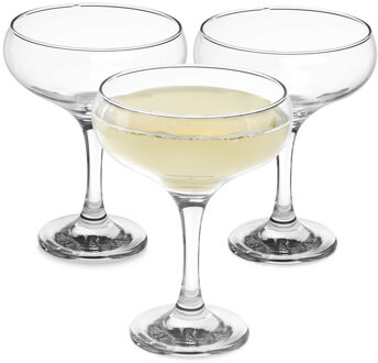 Pasabahce Champagneglazen - laag model - 6x - transparant - kristal glas - 270 ml - proseccoglazen