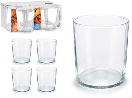 Pasabahce Drinkglazen/waterglazen Bistro - transparant - glas - set 4x stuks - 380 ml