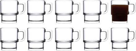 Pasabahce Koffie/thee glazen Cameron - set 10x stuks - transparant glas - 320 ml