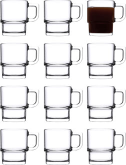 Pasabahce Koffie/thee glazen Cameron - set 12x stuks - transparant glas - 320 ml