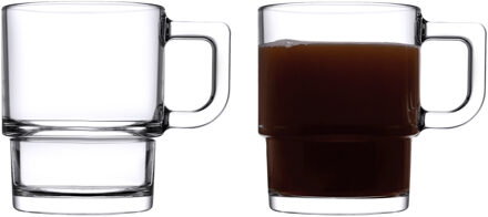 Pasabahce Koffie/thee glazen Cameron - set 2x stuks - transparant glas - 320 ml