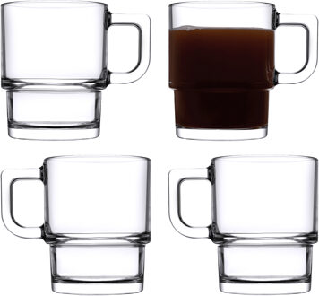 Pasabahce Koffie/thee glazen Cameron - set 4x stuks - transparant glas - 320 ml
