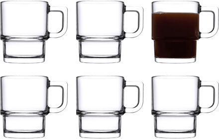 Pasabahce Koffie/thee glazen Cameron - set 6x stuks - transparant glas - 320 ml