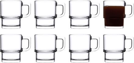 Pasabahce Koffie/thee glazen Cameron - set 8x stuks - transparant glas - 320 ml