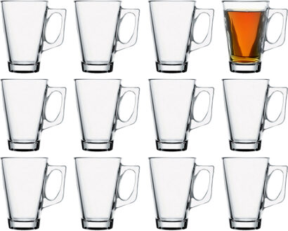 Pasabahce Koffie/thee glazen Ceylon - set 12x stuks - transparant glas - 250 ml