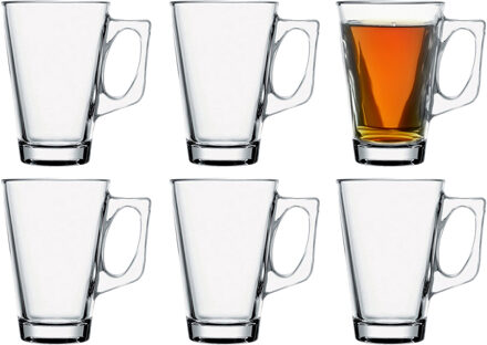 Pasabahce Koffie/thee glazen Ceylon - set 6x stuks - transparant glas - 250 ml