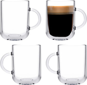 Pasabahce Koffie/thee glazen Darjeeling - set 4x stuks - transparant glas - 330 ml