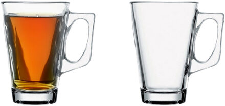 Pasabahce Koffie/thee glazen - set 2x stuks - transparant glas - 250 ml - Koffie- en theeglazen